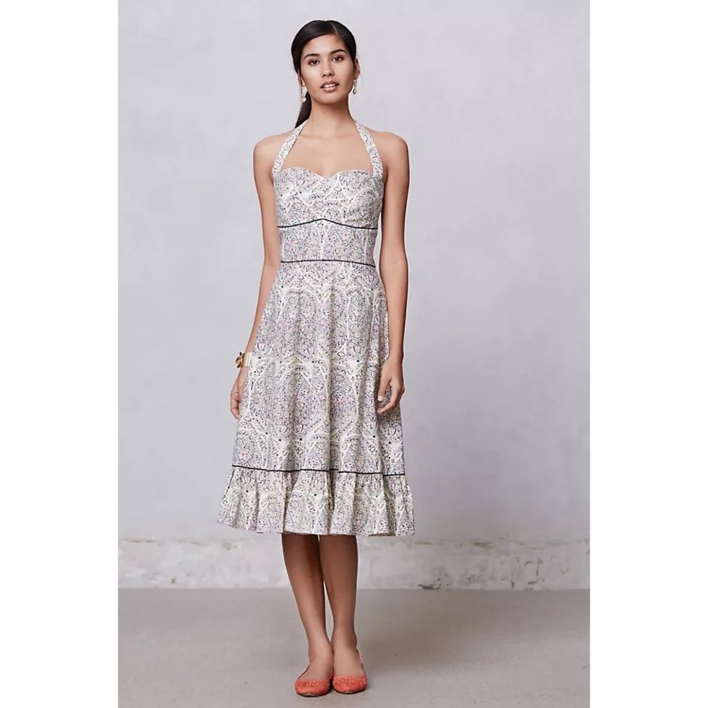 Girls from Savoy Anthropologie Dress Colorful Paisley Cottage Whimsical Garden
